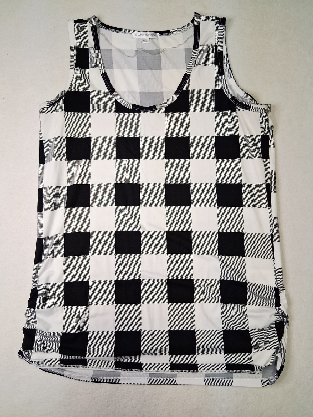 4/20$ Warehouse One Checkered Scoop Neck Tank Top - Black & White